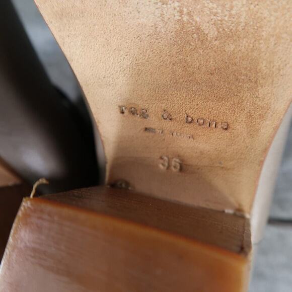 Rag & Bone Shoes Womens 35 Bootie Harrow Stacked Heel Cap Toe Leather Strap Gray - Picture 15 of 16